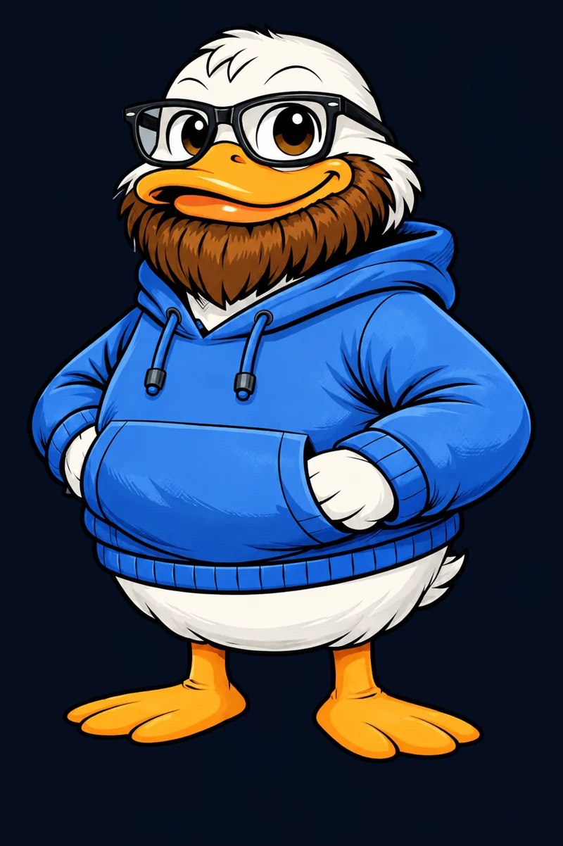Утка PS DUCK — лицо Fixx STORE: в синем худи и очках